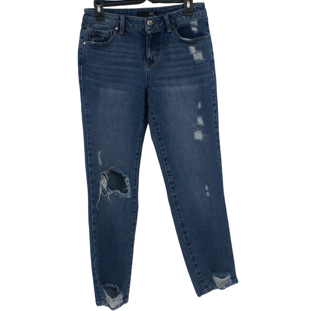 1822 Denim Womens Size 4 Distressed Ripped Skinny Jeans Medium Wash Stretch 26.5